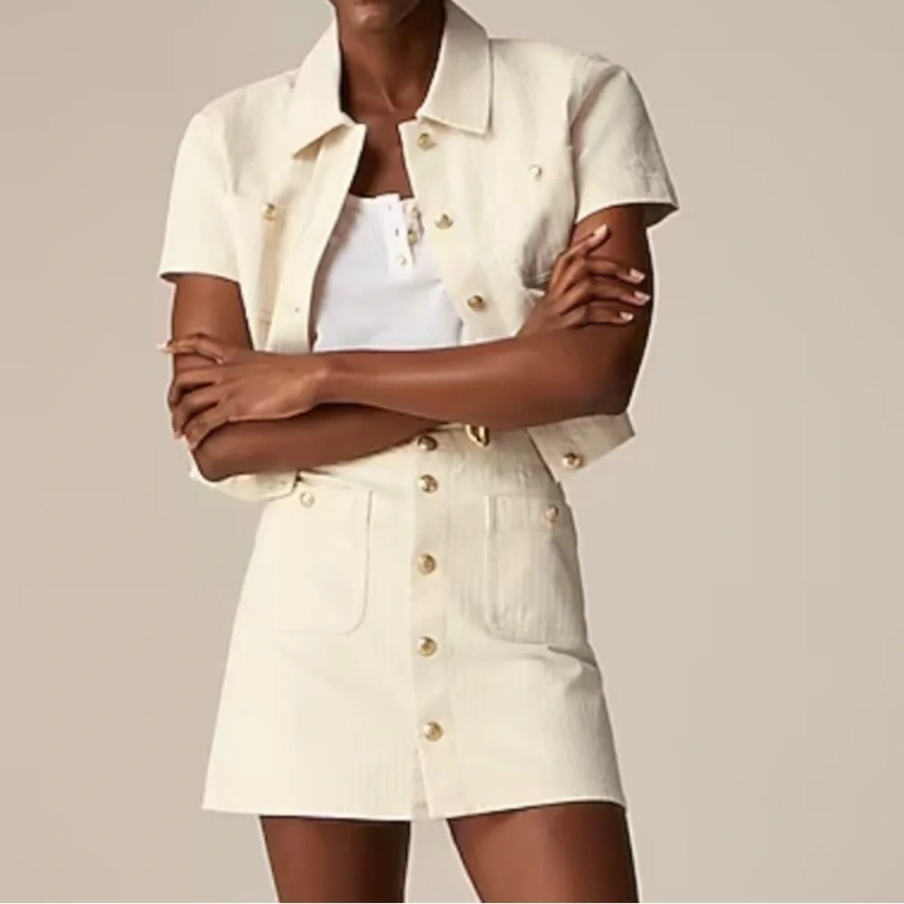 J crew Textured denim mini skirt in ecru 27